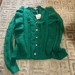 Davi & Dani Green ruffle cardigan